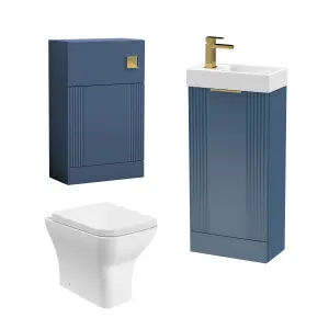 Cloakroom Suite - Vanity Unit, Tap and Toilet - Blue