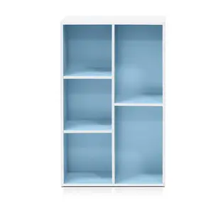 Kaidence 5-Cube Reversible Open Shelf Bookcase White/Light Blue