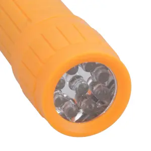 9 LED Black Torch Light Mini Flashlight Camping Hiking Rubber Case