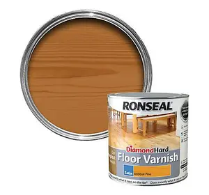 Ronseal Diamond Hard Floor Varnish Antique pine Satin Wood Floor Varnish, 2.5L