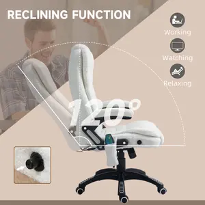 Vinsetto Office Chair w/ Heating Massage Points Relaxing Reclining White