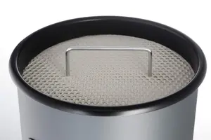 Durable Round Metal Waste Bin with Integrated Sand Ashtray - 17L - Black