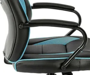 Argos Home Faux Leather Mid Back Gaming Chair - Blue & Black