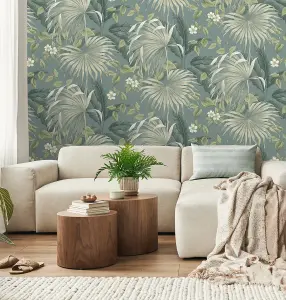 Belgravia Décor Retreat Leaves Green Textured Wallpaper