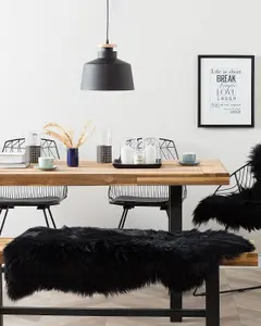 Beliani Traditional Sheepskin Rug Black ULURU