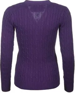 Rydale Ladies Cable Knit Cardigan With Pockets - Purple 8