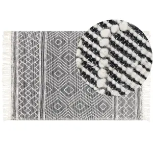 Wool Area Rug 160 x 230 cm Black and White SAVUCA