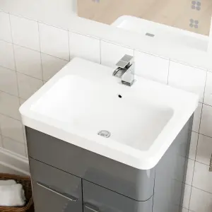 Nes Home Lex 500mm Vanity Basin Unit, WC Unit & Elso Back to Wall Toilet Grey