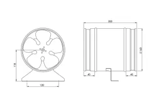 Metal Inline Extractor Fan 160mm / 6.30" with Fitting Bracket