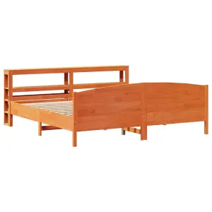 Berkfield Bed Frame without Mattress Wax Brown 180x200 cm Super King Solid Wood Pine