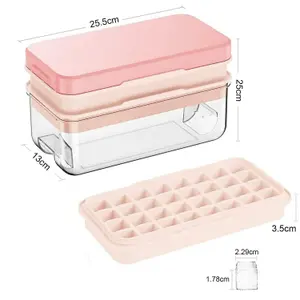 Ice Cube Tray - Cube Ice Ice Trays with Lid & Bin for Freezer - Mini Ice Cube Maker - 64pcs Easy Ice Cube Removal