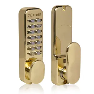 XFORT Digital Door Lock Polished Brass, Keypad Combination Lock