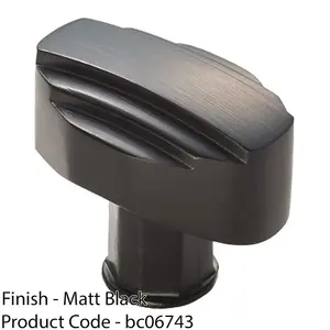 Art Deco Cabinet Door Knob - 30mm Matt Black Kitchen Cupboard Pull Handle