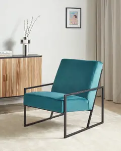 Beliani Modern Armchair DELARY Velvet Teal