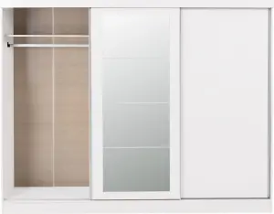 Nevada 3 Door Sliding Wardrobe with Mirror in White Gloss Finish