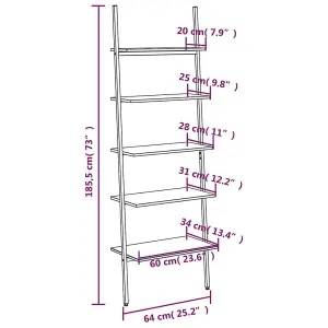 Berkfield 5-Tier Leaning Shelf Dark Brown and Black 64x34x185.5 cm