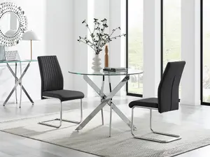 Furniturebox UK Novara Round Dining Table And 2 Black Lorenzo Chairs Set