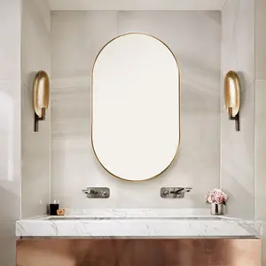 Chaya Metal Flat Wall Mirror Brass / 91.4cm H x 55.9cm W