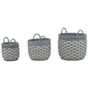 Set of 3 Plant Pots GEFIRA PE Rattan Grey