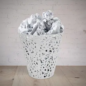 White WastePaper basket,Dust Bin, Office Paper Bin, Letters ,plastic