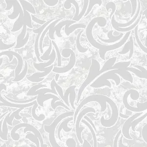 Aroa White Scroll Textured Wallpaper