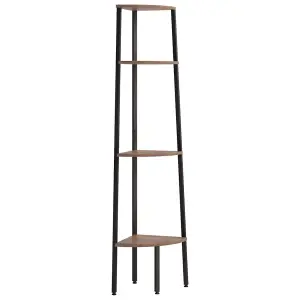 Berkfield 4-Tier Corner Shelf Dark Brown and Black 45.5x31.5x150 cm