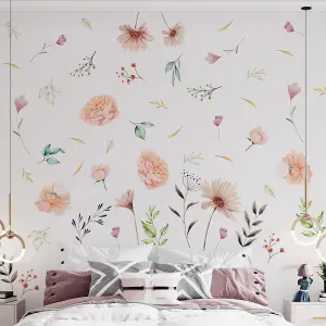 Walplus Pastel Watercolour Flowers Wall Stickers Mural Decal Room Decor