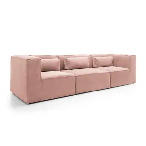 Doris Modular 4 Seater Sofa in Pink Cord Chenille