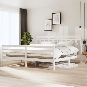 Berkfield Bed Frame White Solid Wood 200x200 cm