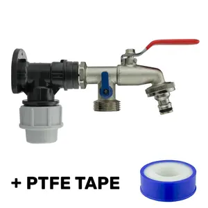 25mm waterpipe mdpe back/wall plate with double outlet lever tap +universal garden hose connector