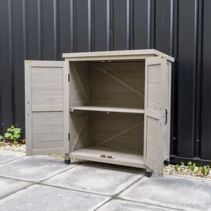 Small Wooden Garden Storage Cabinet in Grey