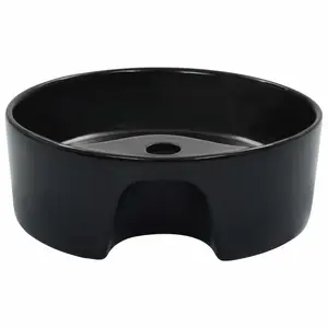 Belfry Bathroom Pursley 360mm W Ceramic Circular Sink with Overflow Black