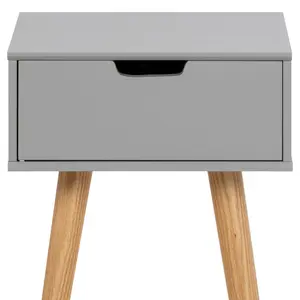 Mattias 1 Drawer Bedside Table Natural/Grey