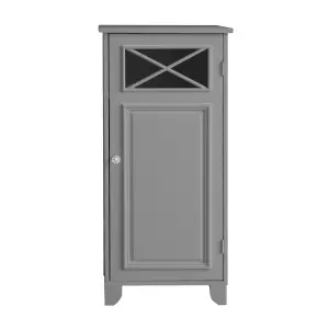 Teamson Home Free Standing Bathroom Cabinet with 1 Door and 2 Shelves, Bathroom Storage, Grey