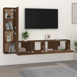 Berkfield 4 Piece TV Cabinet Set Brown Oak Engineered Wood