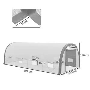 Outsunny Walk-in Tunnel Greenhouse, Upgraded Structure, Mesh Door & Windows