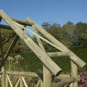 Rowlinson Rustic Wooden Garden Arch & Seat Pergola Plant Support