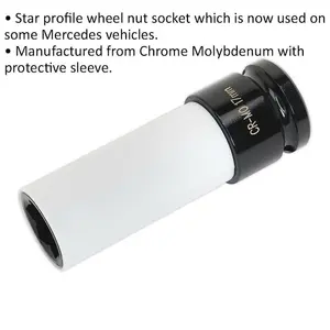 Premium 17mm Alloy Wheel Star Profile Impact Socket for Mercedes Vehicles