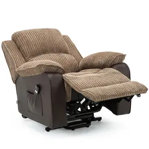 Postana Single Motor Electric Rise Recliner Jumbo Cord Fabric Armchair Electric Lift Riser Chair (Brown)