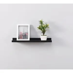 2 Piece Floating Shelf Black / 4cm H x 48cm W x 10cm D