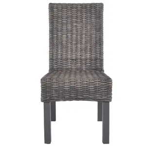 Berkfield Dining Chairs 2 pcs Brown Kubu Rattan and Mango Wood