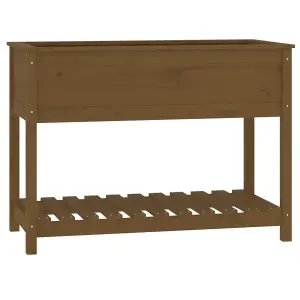 Berkfield Planter with Shelf Honey Brown 111.5x54x81 cm Solid Wood Pine