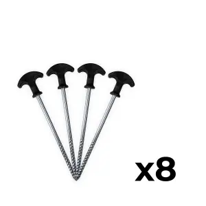 KCT 8 pc Heavy Duty Bivvy Tent Camping Screw Pegs Ground Sheet Stakes Fishing