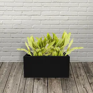 Primrose Zinc Steel Outdoor Black Weather Resistant Patio Planter 50cm