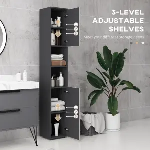 kleankin Tall Bathroom Storage Cabinet, Slim Bathroom Cabinet with Soft Close