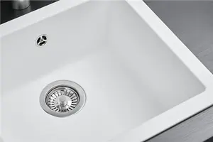 Liquida EN01WH 1.0 Bowl White Kitchen Sink, Inset or Undermount Fitting