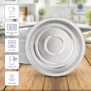 20 Pk Coppice Small Round Aluminium Foil Pie Dish with Plastic Lid for Baking, Serving & Food Storage 15 x 4cm