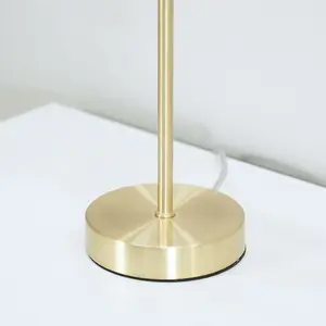 ValueLights Frenchie Brushed Gold Metal Table Lamp with Pink Tinted Glass Globe Shade - LED Bulb Included