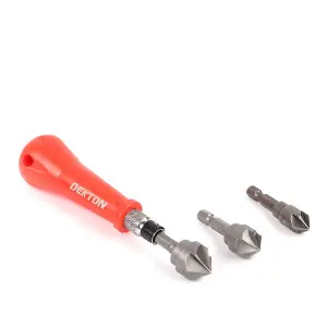 Dekton 3pc Countersunk Bit Set With Handle For Steel Plastic Wood Drill Bits