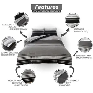 Edelsten Cotton Blend Duvet Cover Set with Pillowcases Black/White / Double Duvet Cover + 2 Standard Pillowcase